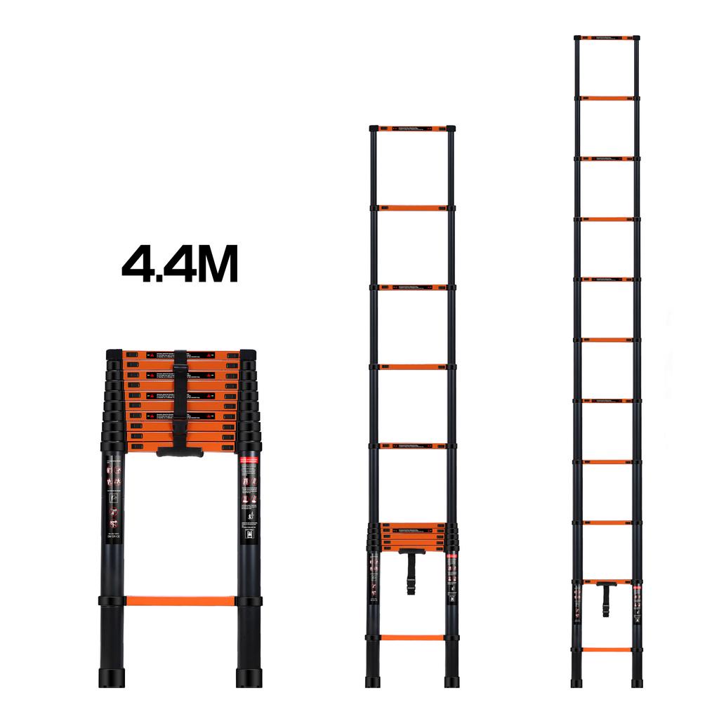 IXCE Oranye Hitam Paduan Aluminium 4.4M Tangga Lipat Teleskopik 4.4m Tangga Teleskopik Harga grosir bisa nego