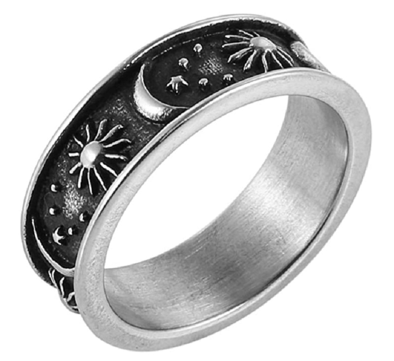 Star Moon Sun ring men's ring  Cincin bulan