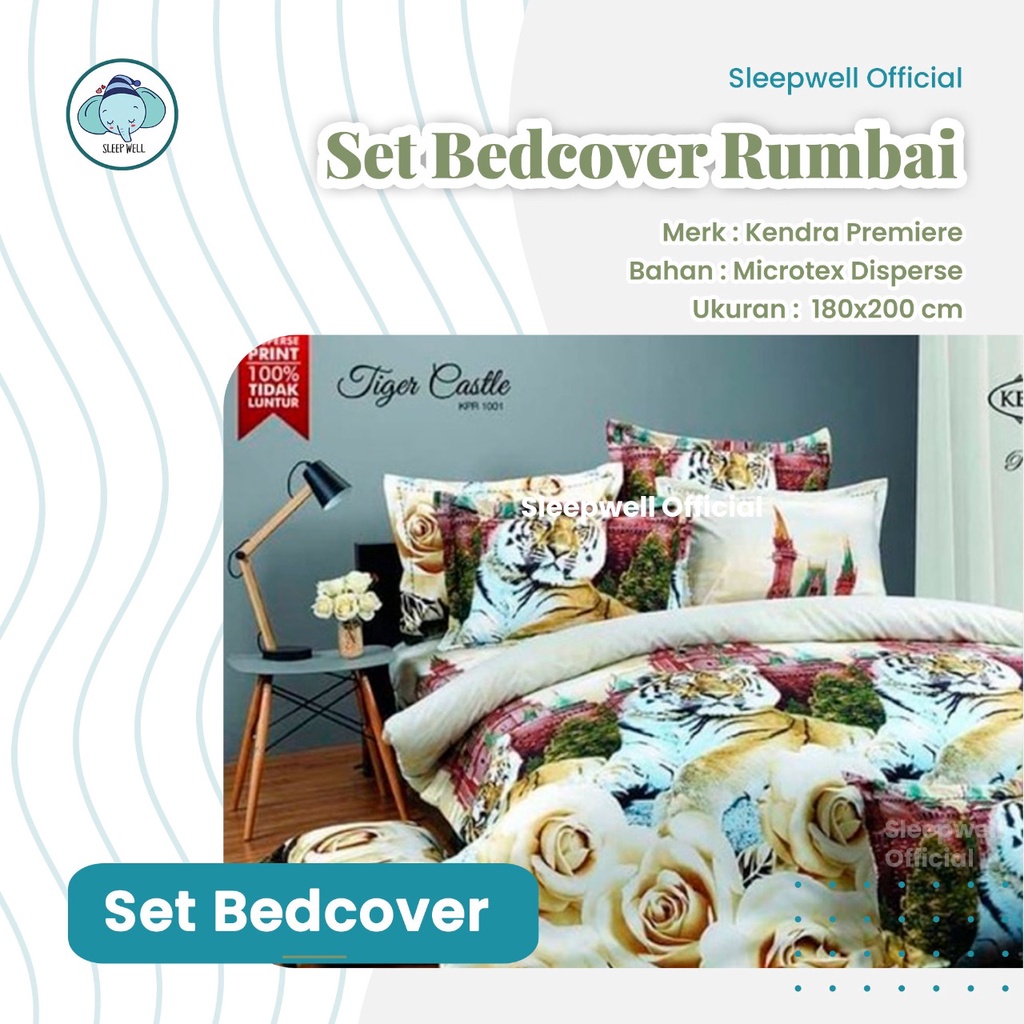 Set Bedcover + Sprei Rumbai Kendra 180x200 - KING Size 180 TIGER CASTLE - BC