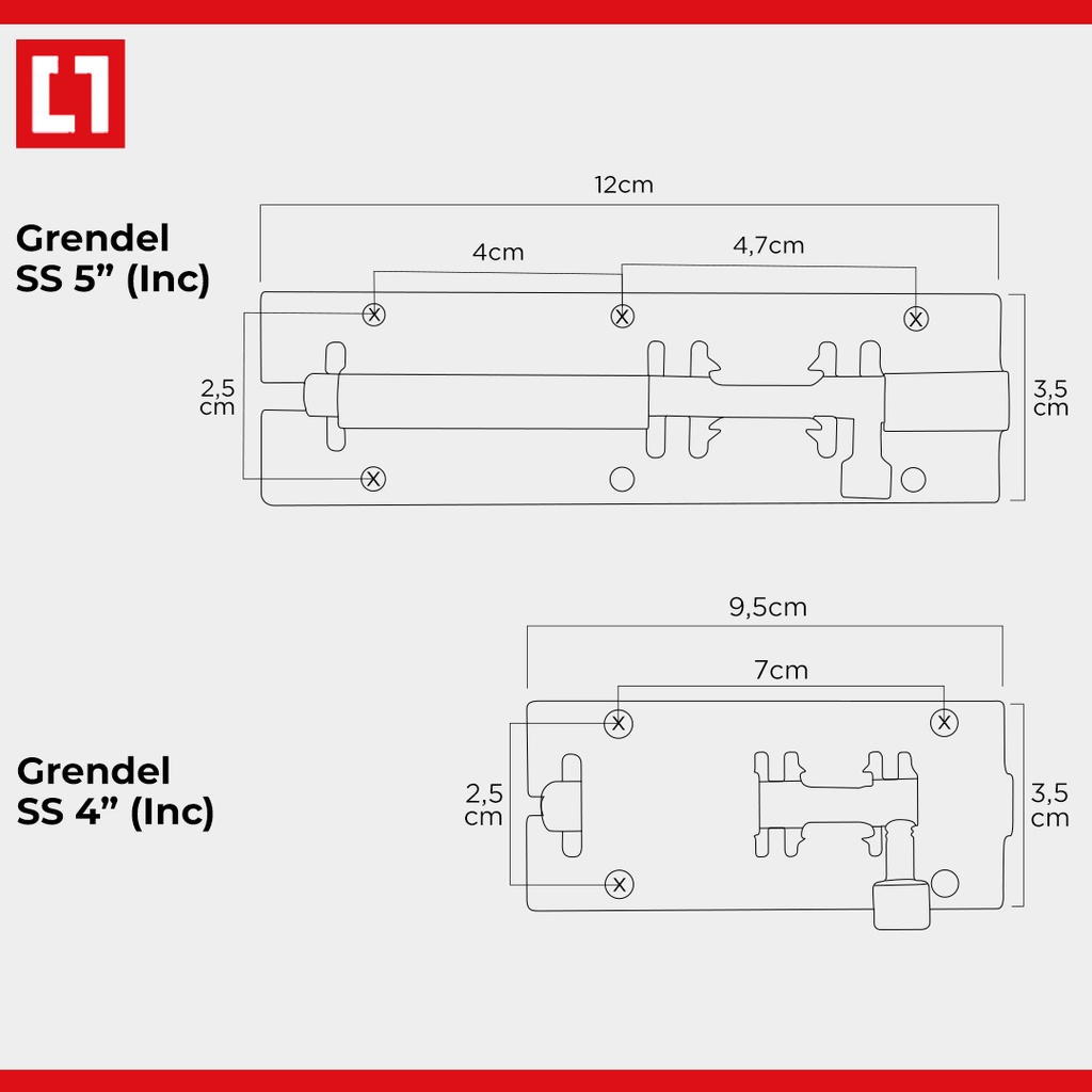 Grendel Stainless Slot Pintu Jendela Tebal Berkualitas 2 Lubang