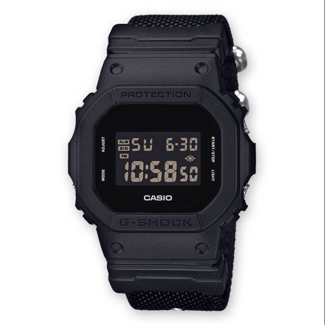 Jam Tangan Casio G-SHOCK Type DW-5600BBN-1DR Original Tali Kanvas