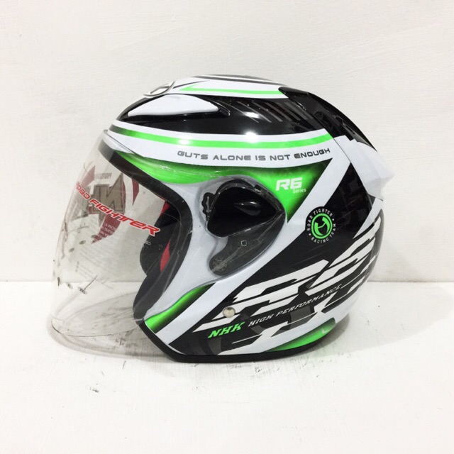 Helm NHK R6 Motif RacerX White Green Putih Hijau