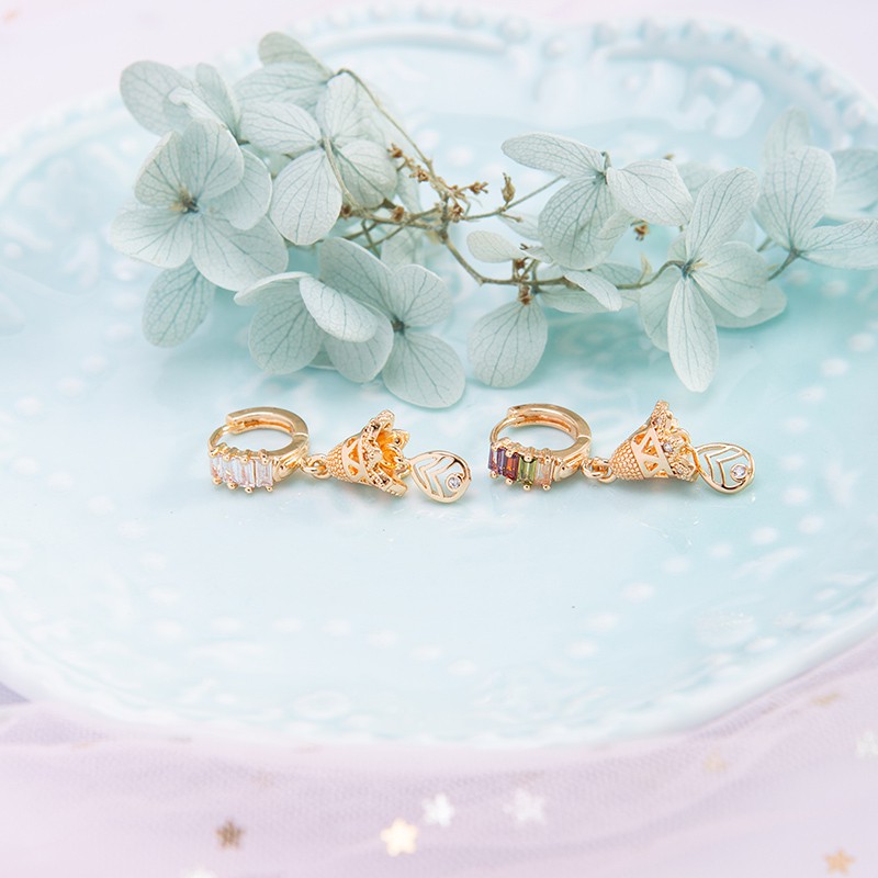 [√COD]A-245 Anting wanita grosir murah dengan batu permata berlapis emas DIY lonceng kecil-1