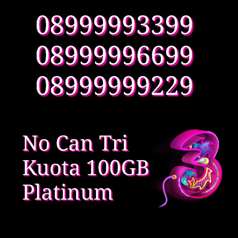 NOCAN Nomor Cantik 11 Digit Hexa 9  Kartu Perdana 3 Tri Three 4G LTE PLATINUM