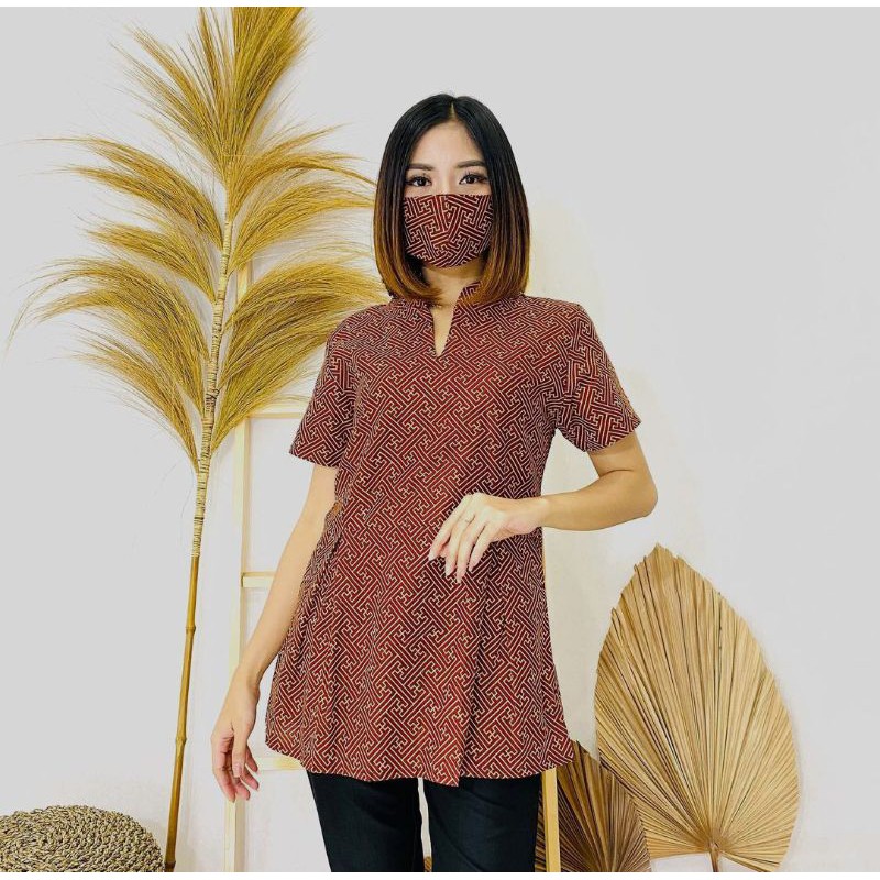 Baju batik wanita lengan pendek