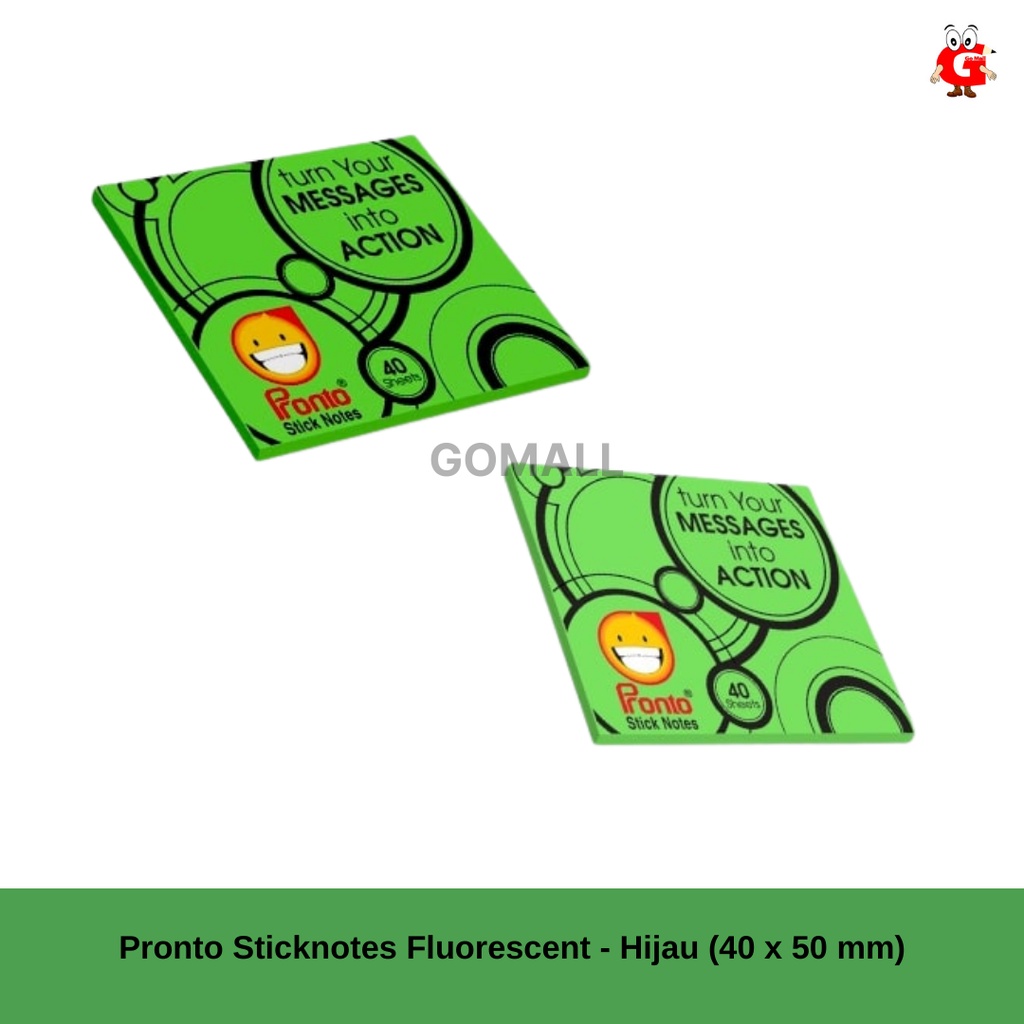 

Pronto Sticknotes Fluorescent - Hijau (40 x 50 mm)