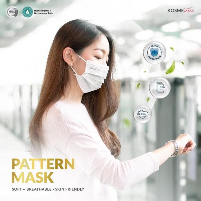 Diskon Ms Glow - Kosme Mask Pattern Kosmemask Masker Kesehatan - Warna Putih