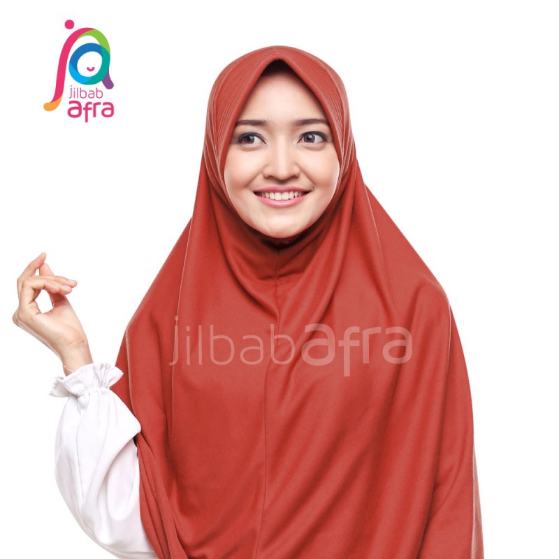 Jilbab Afra Arfa Warna Merah Bata Beria Hijab Kerudung Instan Kaos Pet Bergo
