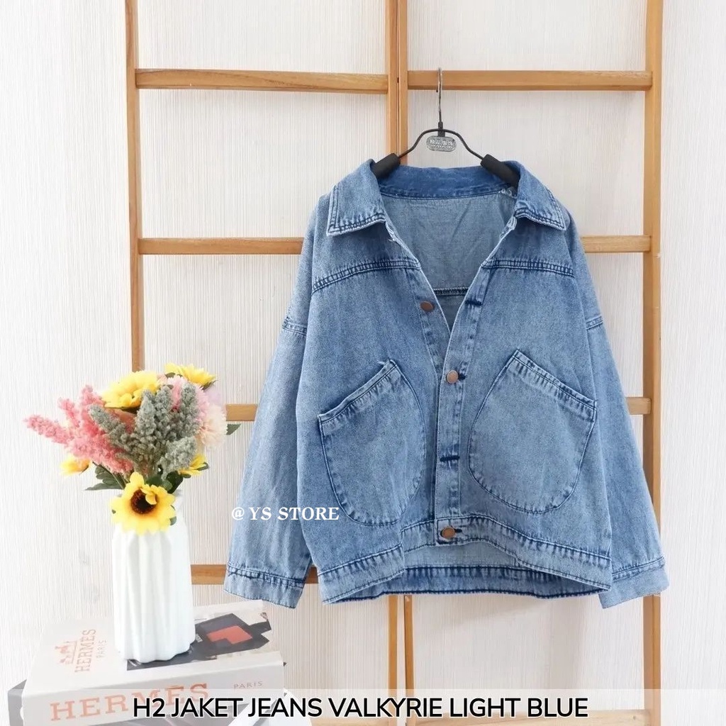 COD - Jaket Jeans Wanita Oversize - Jaket Wanita Dewasa Model Saku Balon