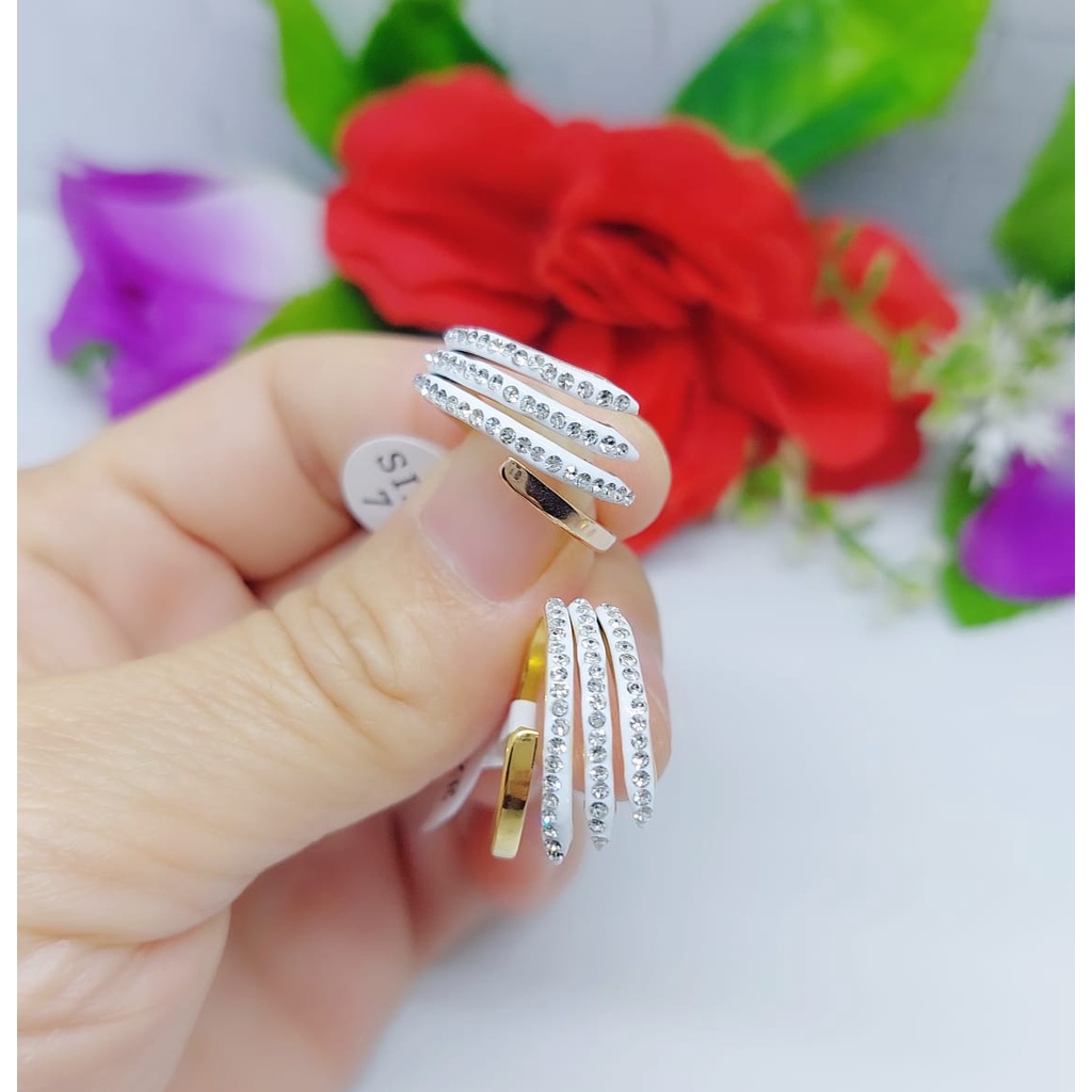 Cincin titanium permata perhiasan wanita jewelry 0110-0113