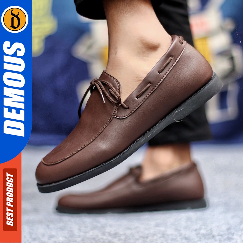 Sepatu Formal Pria Sepatu Casual Pria Kulit Pu Slop Sepatu Pantofel Kerja Kantor Kuliah Kondangan Sepatu Hitam Pria DEMOUS ELDAR