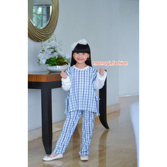 MOMOGI-SETELAN ROMPI 3 IN 1 MOTIF KOTAK / Usia 5-11thn