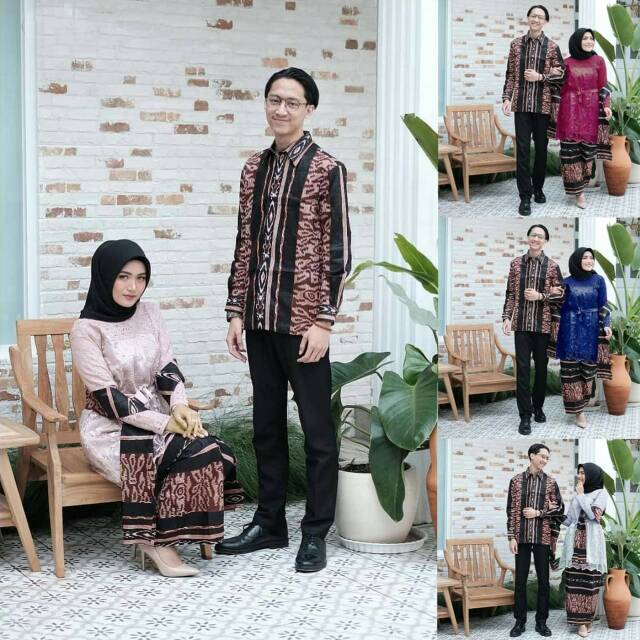 Maura couple - batik solo kebaya modern baju pesta ns fc najibah wou batik couple sahara dusty