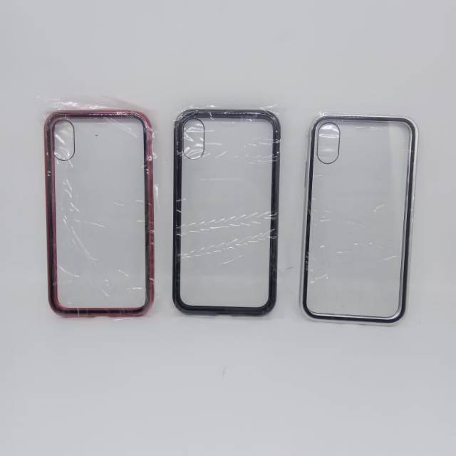 Case Magnetic Double Glass Iphone XS Premium Case 2in1 Double Glass Case Magnetik