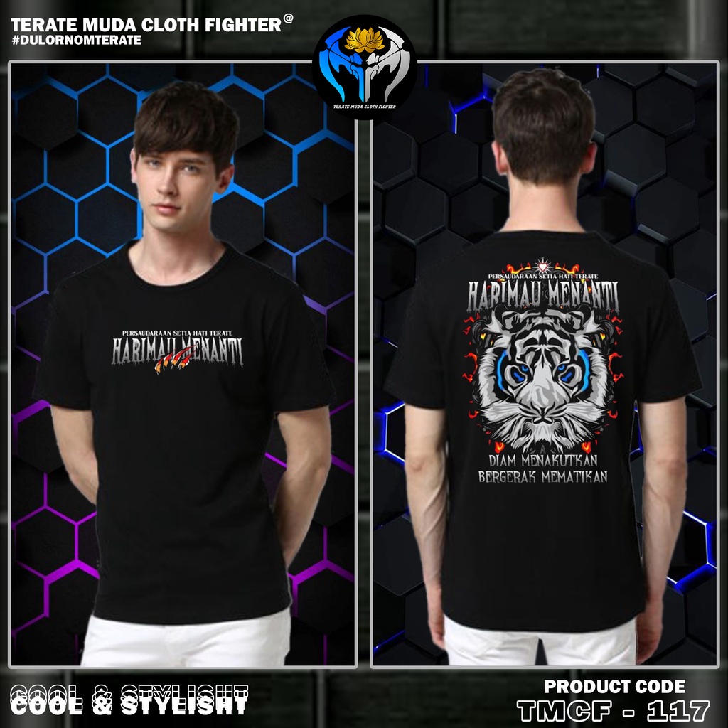 KAOS DISTRO PSHT HARIMAU MENANTI - MACAN PUTIH (BISA COD) KODE TMCF - 117