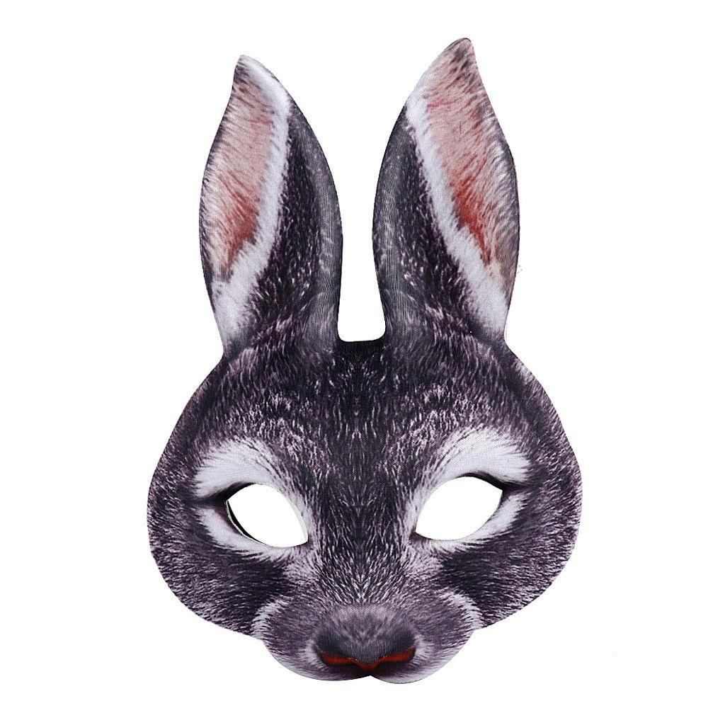 Agustinina Bunny Mask Kelinci Tidak Beracun Unisex Festival Cosplay Alat Peraga Karnaval Pesta Topeng Mata Setengah Wajah Halloween Dekorasi