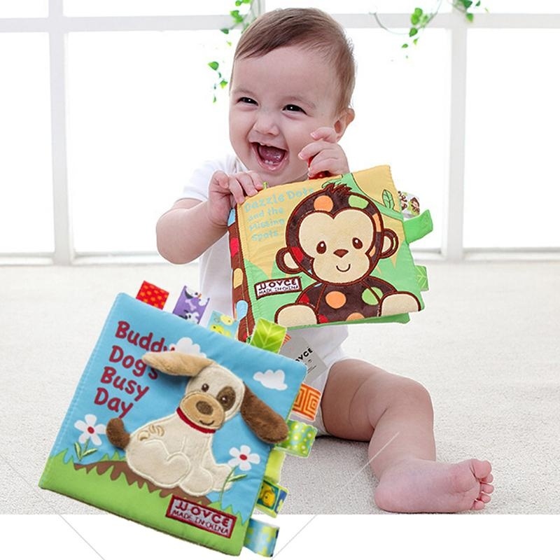 Mainan Buku Kain Gambar Hewan Anjingmonyet Untuk Perkembangan Kecerdasan Bayi