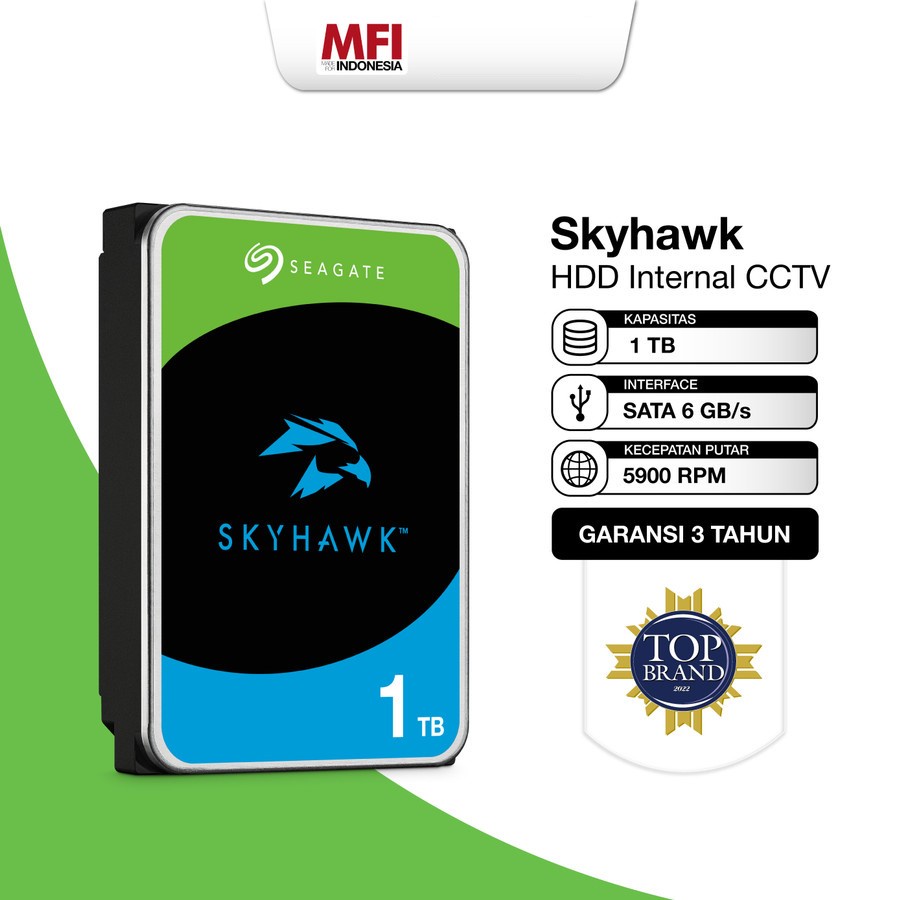 HDD 3.5&quot; Seagate SkyHawk 1TB Resmi | Harddisk Surveillance CCTV SATA