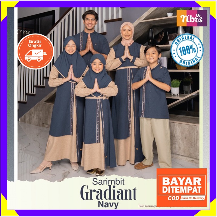 Baju Sarimbit Nibras Terbaru 2022 Promo Gradiant Navy Baju Sarimbit Keluarga Muslim Lebaran Pasangan