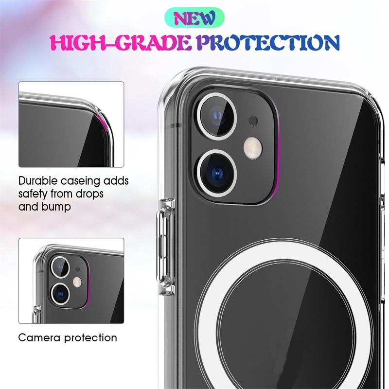 Case Bahan Akrilik Transparan Dengan Magnet Untuk Iphone 11 12 13 14 Pro Max Plus X Xs Max Xr 12 13 Mini