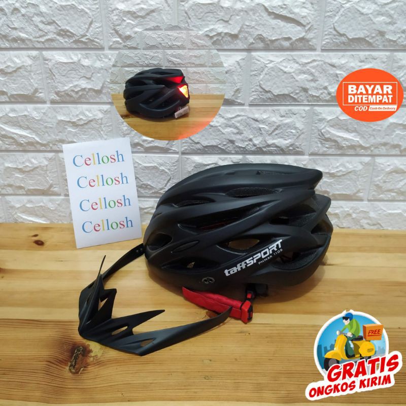 Helm Sepeda EPS Foam PVC Shell LED Safety Light - XK07 - Black