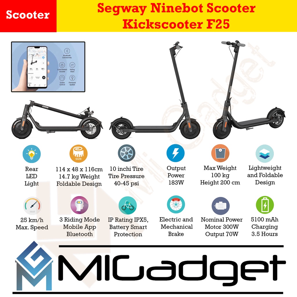 Segway Ninebot Scooter KickScooter F25 - Skuter Elektrik