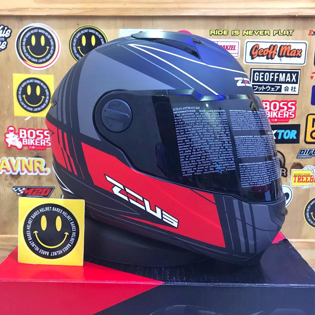 Helm Zeus ZS811 Matt Black J20 Red Zs 811 Full face