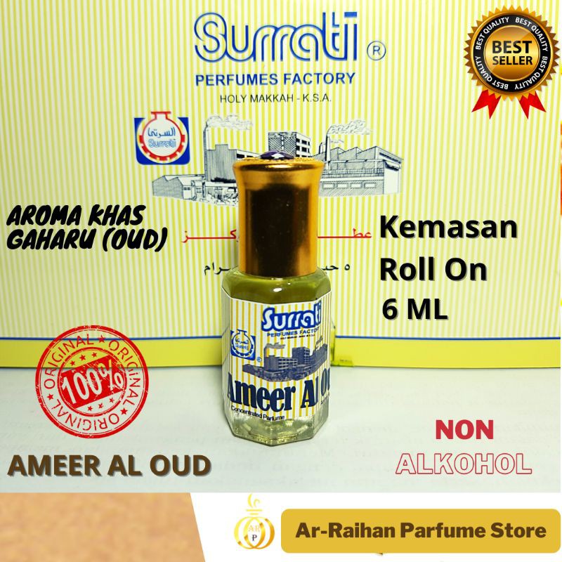 Parfum Gaharu Ameer Al Oud Murni Non Alkohol Surrati Roll On 6 ml  Asli Arab Saudi