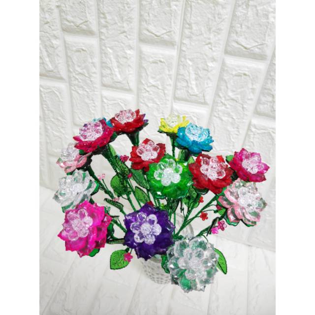 Bunga lonceng kristal manik akrilik