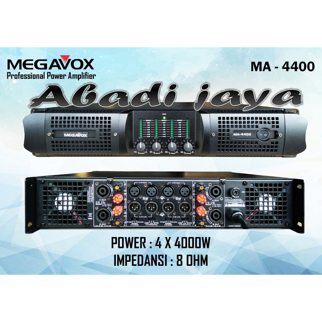 Power 4 Channel Megavox MA4400 ORIGINAL DESIGNED IN USA MA 4400