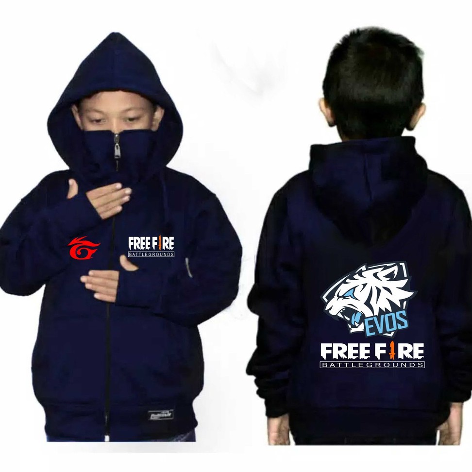 Jaket Anak Laki Laki Motif Ninja Free Fire Evos Gaming Bahan Katun Fleece Tebal Terlaris 5-13 Tahun