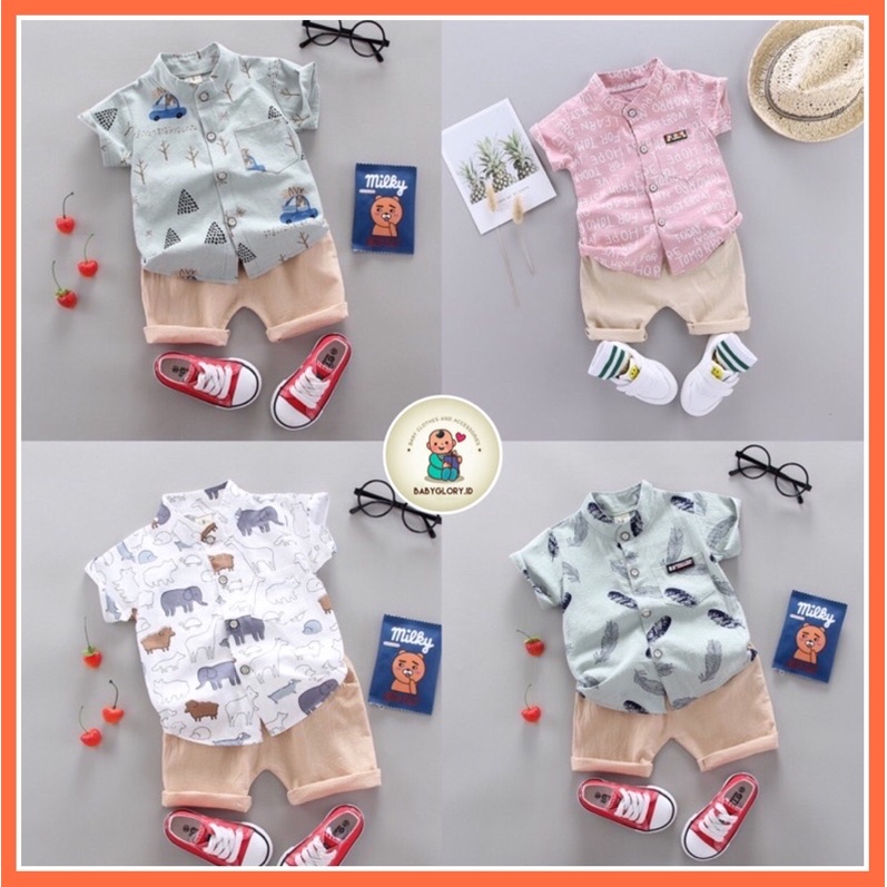 Babyglory.id✨Set Kemeja Premium Anak Cowok Laki Laki / Setelan Anak / Setelan keren / Setelan Kemeja