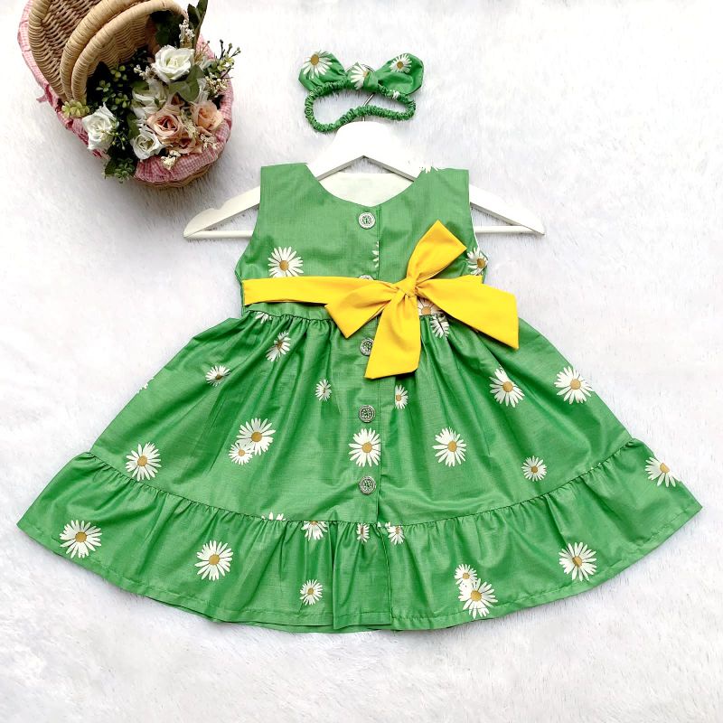 Mia button dress anak