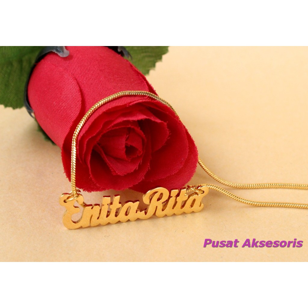 kalung Nama Lapis Emas 24 karat