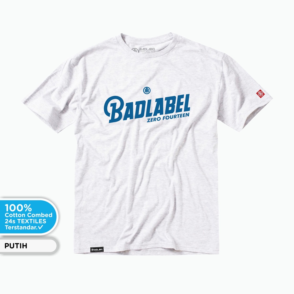 Badlabel T-Shirt Pria Putih  - Kaos Distro Cowok Original Simple Brand Lokal Bandung