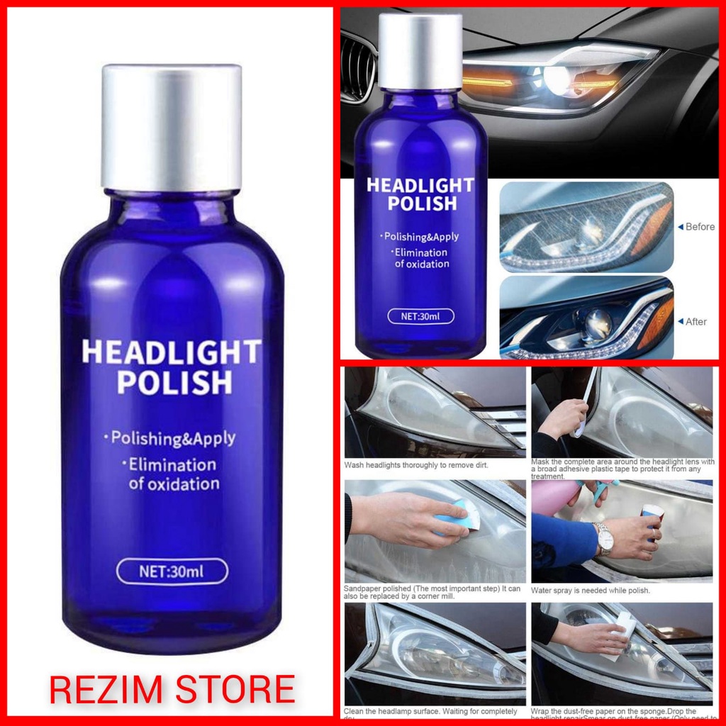 GLASKLARE Cairan Pembersih Pemutih mika kaca Lampu Mobil Motor Headlight Polish 30ml