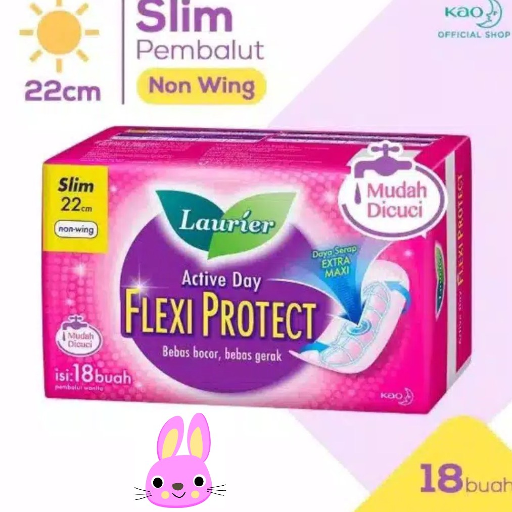 Laurier 22cm 18 pads ( Flexi protect wing / nonwing ) pembalut wanita (no.10)