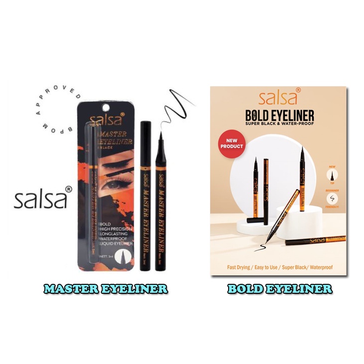 ^ KYRA ^ Salsa Master Dan Bold Eyeliner Pen Salsa Eyeliner Cair Hitam - Waterproof