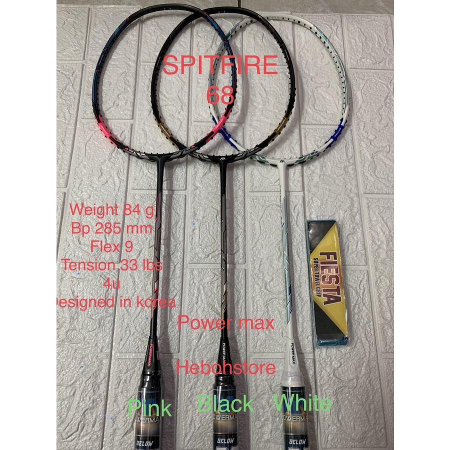 Raket badminton POWER MAX SPITFIRE 68 + senar 33lbs ORIGINAL