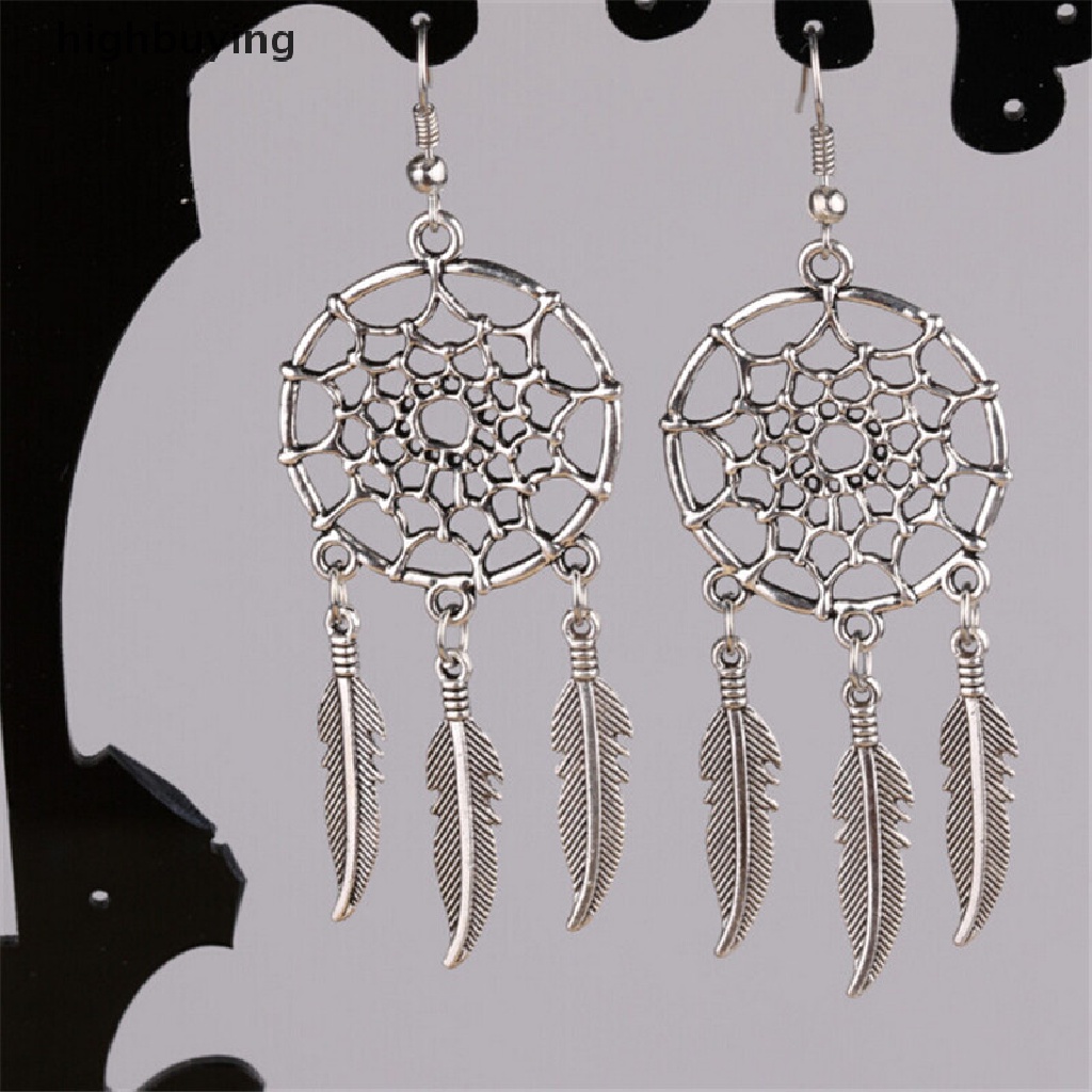 Hbid Anting Gantung Lapis Silver Model Dream Catcher Vintage Untuk Wanita