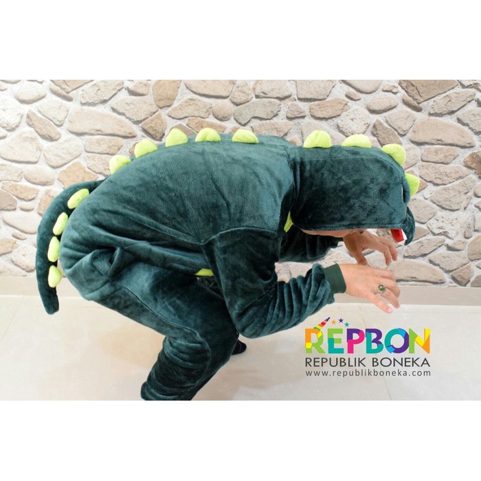 BAJU ONESIE DINOSAURUS HIJAU GREEN DINO KOSTUM COSPLAY