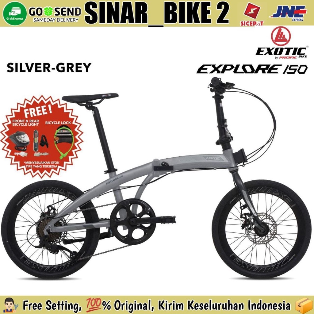 Sepeda Lipat 20 Inch EXOTIC EXPLORE 150 Alloy 9 Speed Rem Cakram &amp; 20 Inch PACIFIC SPLENDID 300 Alloy 8 Speed Rem