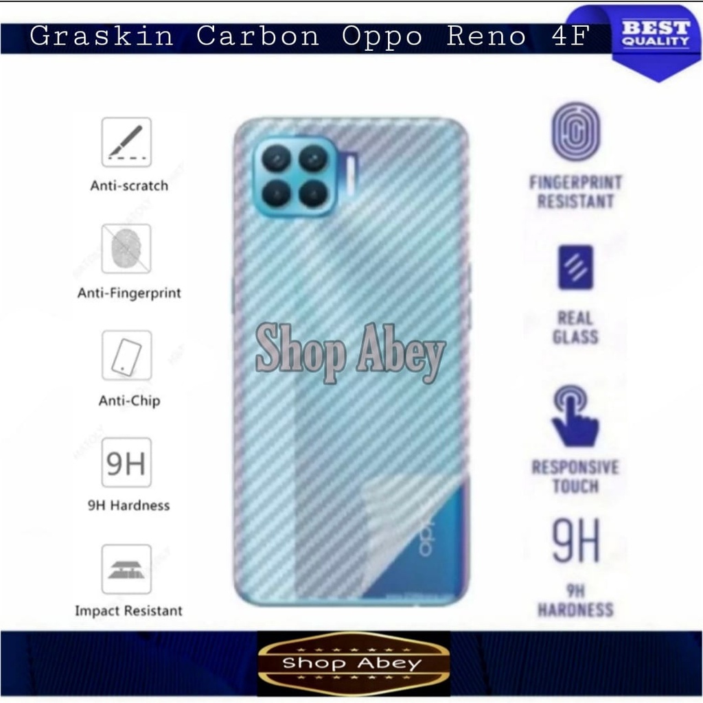 SKIN CARBON OPPO RENO 4F ANTI GORES BELAKANG HP OPPO RENO 4F - NEW