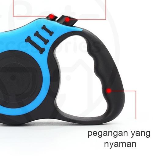 tali hewan peliharaan otomatis dan fleksibel bisa panjang dan pendek dengan panjang maksimal 3 meter