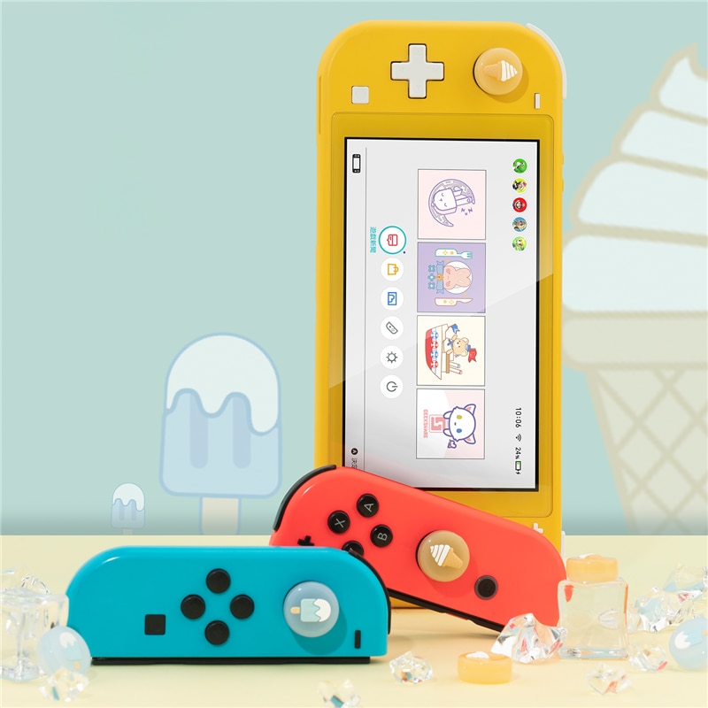 4pcs / Set Cover Tombol Analog Joy-Con Bahan Silikon Bentuk Es Krim Untuk Nintendo Switch