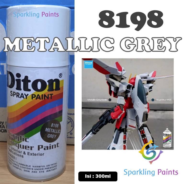 Pilox Diton Metallic Grey 8198 300ml Warna Abu Metalik frame sepeda motor mobil pylox pilok