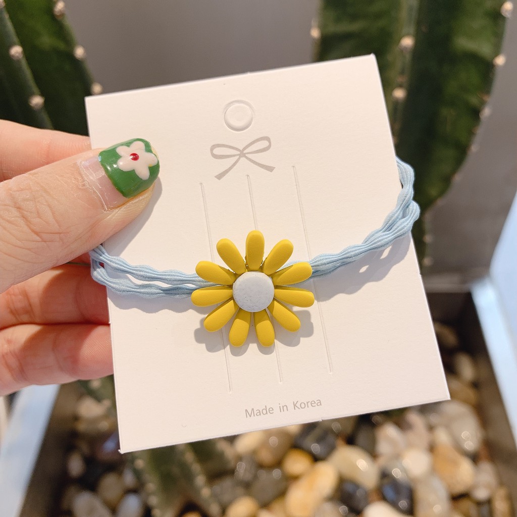 MURMURE.ID | IKAT RAMBUT IMPORT ALA KOREA MOTIF BUNGA DAISY AKSESORIS KARET RAMBUT WANITA  HA054-BIRU