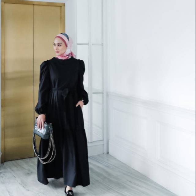 Ready Black Orchid Dress size M by EMBUN-Indah Nada Puspita