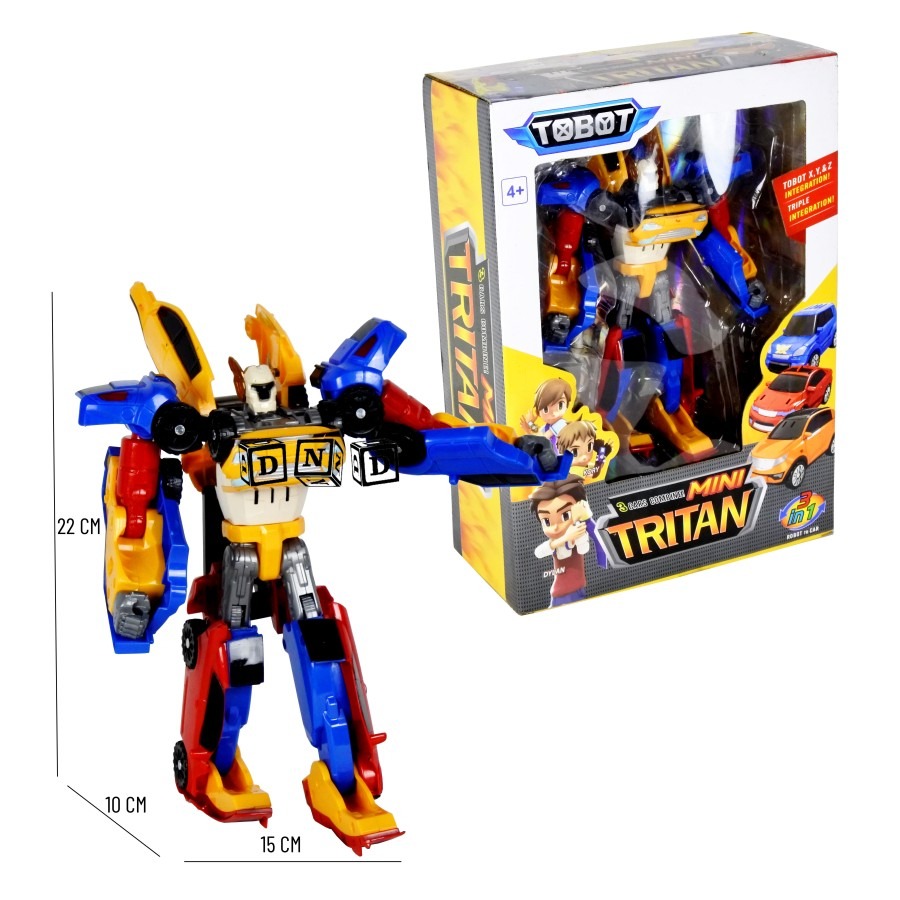 Mainan Anak / Kids Toys Tobot Mini Tritan 3 in 1 Car Robot Gabung Mobil Transform