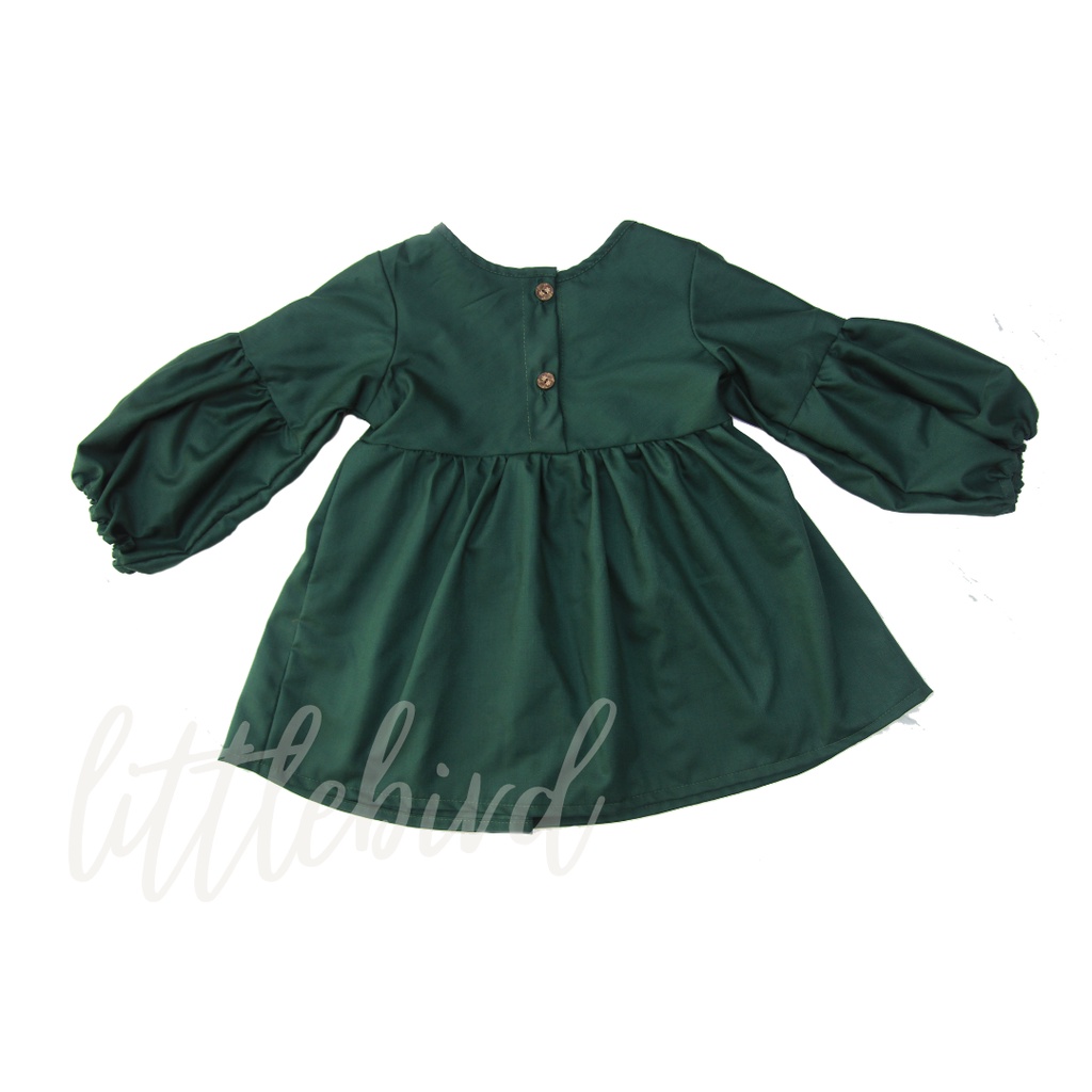 SHORT DRESS RAYANA - Blus Tunik Baju Atasan Tunik Anak Bayi lengan Panjang Bolak Balik-GREEN BOTTLE